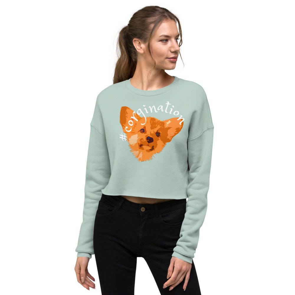 Gift for dog lovers. #corgination cropped sweatshirt for girls. Streetwear for women WickedYo.